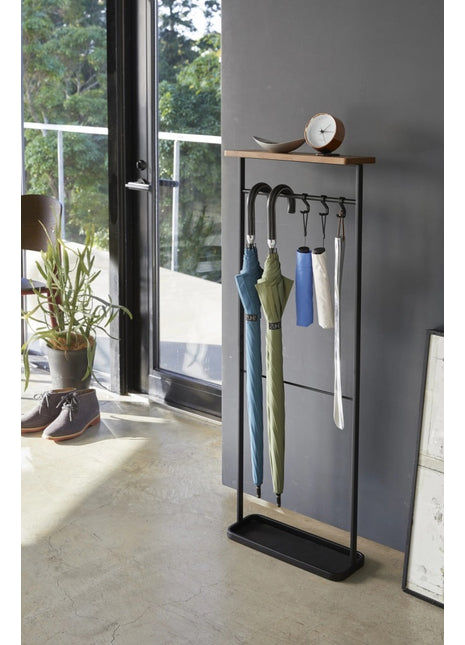 04971 Yamazaki Hanging paraplu houder houten plank zwart