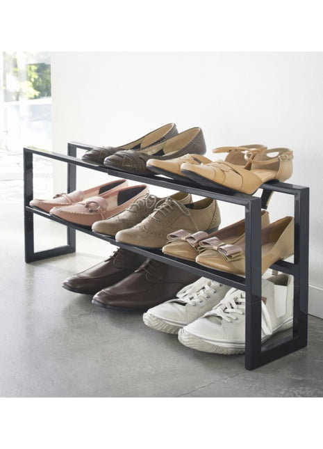 03191 Yamazaki schoenenrek zwart metaal, 4 laag, 12 paar schoenen