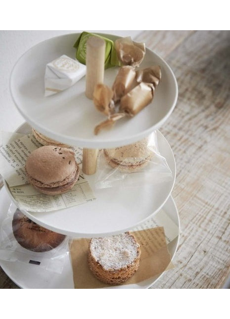02419 Yamazaki Tosca etagere / cake stand 3 laags metaal - wit