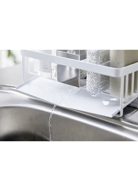 0506 Yamazaki Tower afwasset - spons en fleshouder - wit