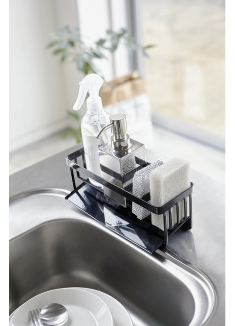 05017 Yamazaki Tower afwasset - spons en fleshouder - zwart