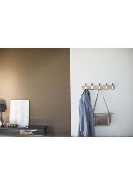 04116 Yamazaki wandkapstok rin hout 5 haken - beige
