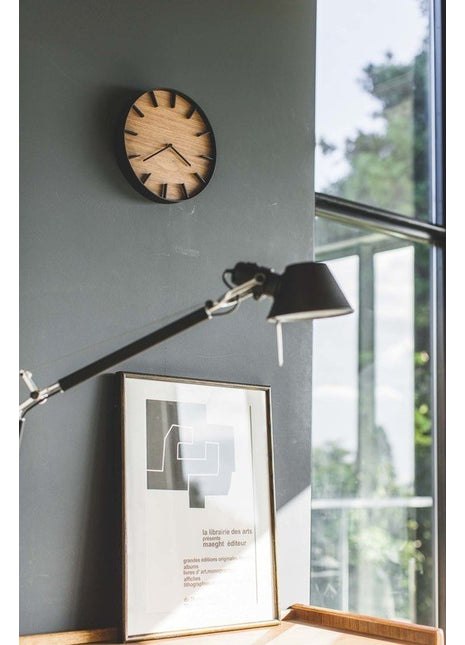 04108 Yamazaki RIN wandklok / klok rond hout bruin