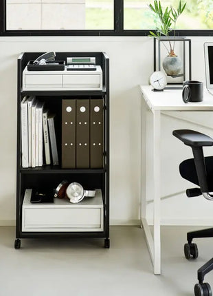 01420 Yamazaki Tower Opbergtrolley 3-laags semi gesloten - Zwart