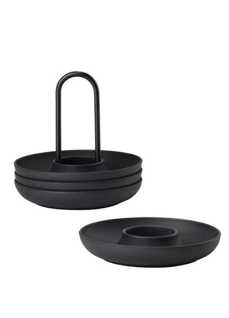 Zone Denmark Singles eierdop 4 stuks met houder zwart