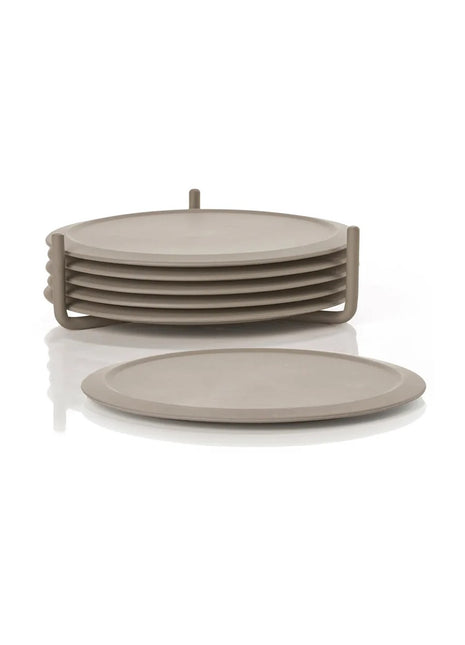 Zone Denmark Singles 6 onderzetters + houder taupe