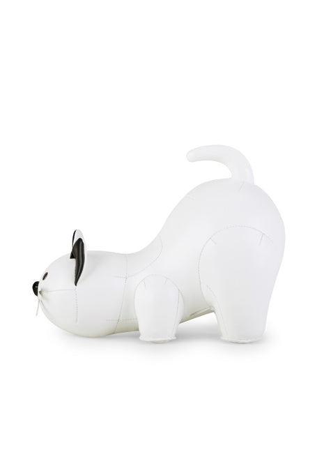 Züny Classic boekensteun Kat wit / zwart kunstleer