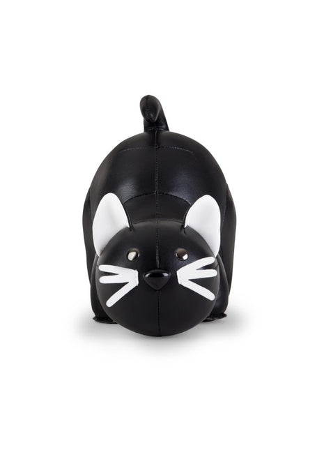 Züny Classic boekensteun Kat wit / zwart kunstleer