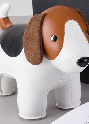Züny Classic boekensteun beagle kunstleer bruin / wit