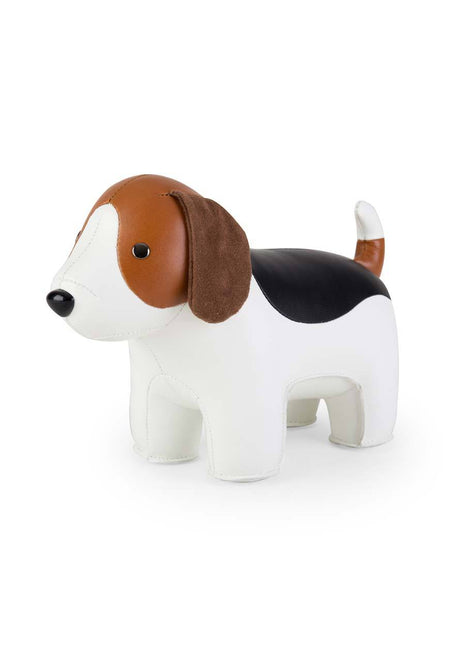 Züny Classic boekensteun beagle kunstleer bruin / wit