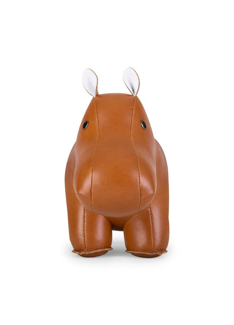 Züny Classic boekensteun Hippo / Nijlpaard bruin kunstleer