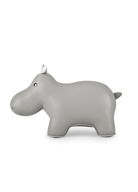 Züny Classic boekensteun Hippo / Nijlpaard grijs kunstleer 