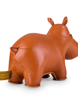 Züny presse-papier Hippo nijlpaard bruin kunstleer