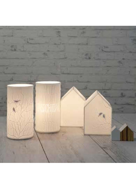 Räder Lamp Takken - wit cylinder tafellamp met vogels 10813