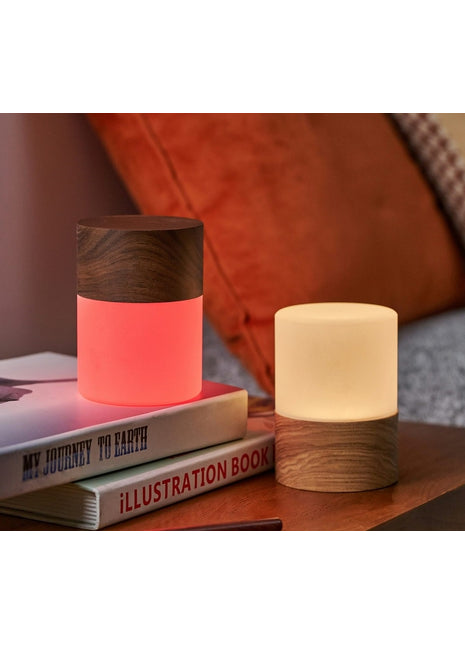 Gingko Lemelia led lamp oplaadbaar walnoten led kleuren