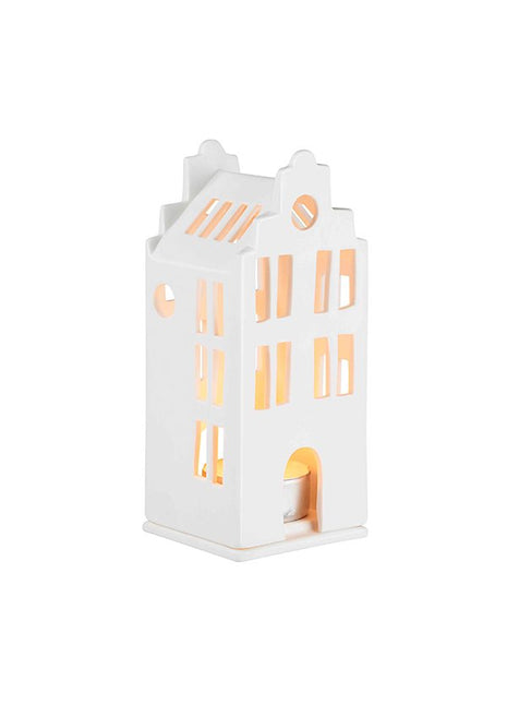 Räder theelichthouder / waxinelicht grachtenpand klein wit 10.5cm 13916