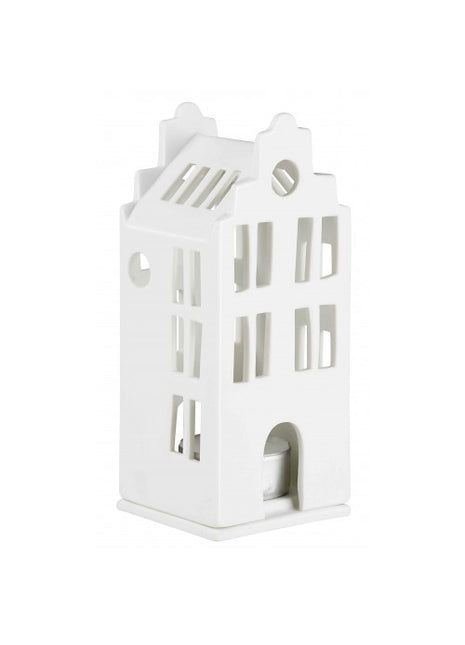 Räder theelichthouder / waxinelicht grachtenpand klein wit 10.5cm 13916