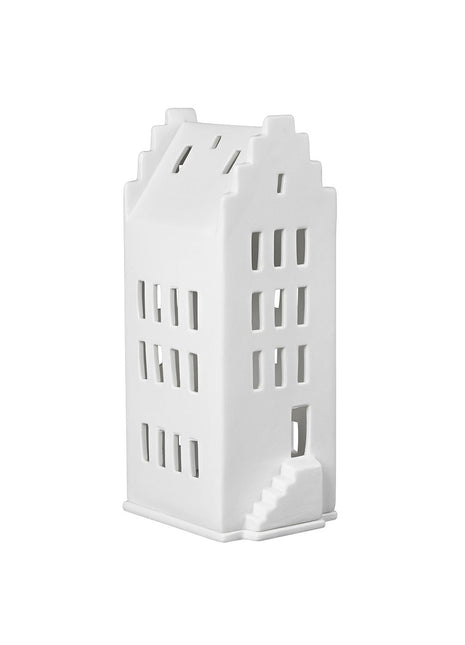 Räder theelicht trapgevel Giebeldach huis wit 12958