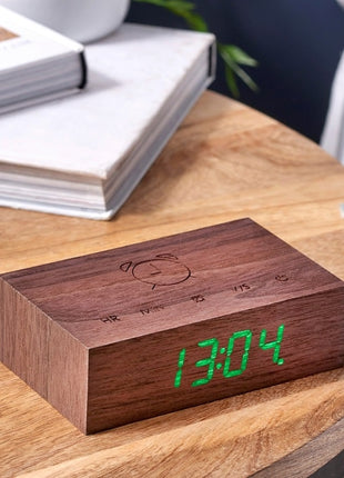 Ginko Design Flip Klik klok / houten wekker - alarmklok - walnoten G003W8