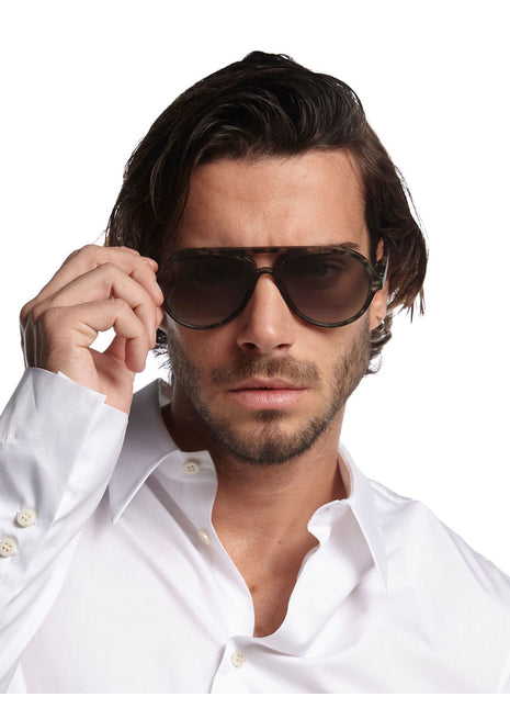 okkia alessio heren zonnebril havana groen italiaans design