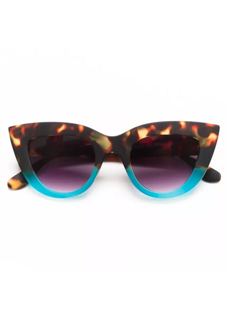 okkia claudia big cat eye dames zonnebril havana blauw italiaans modieus