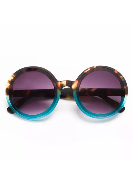 OKKIA Monica Round zonnebril XXL havana blauw modieuze bril OK014