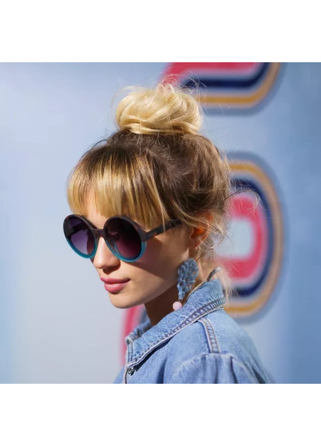 OKKIA Monica Round zonnebril XXL havana blauw modieuze bril OK014