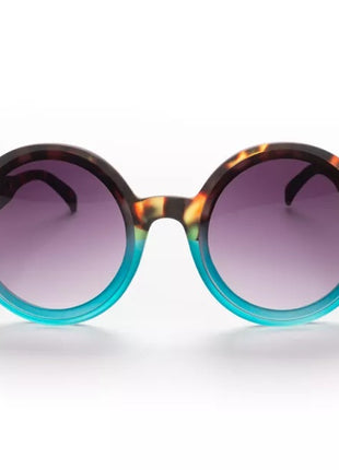 OKKIA Monica Round zonnebril XXL havana blauw modieuze bril OK014