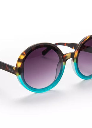 OKKIA Monica Round zonnebril XXL havana blauw modieuze bril OK014