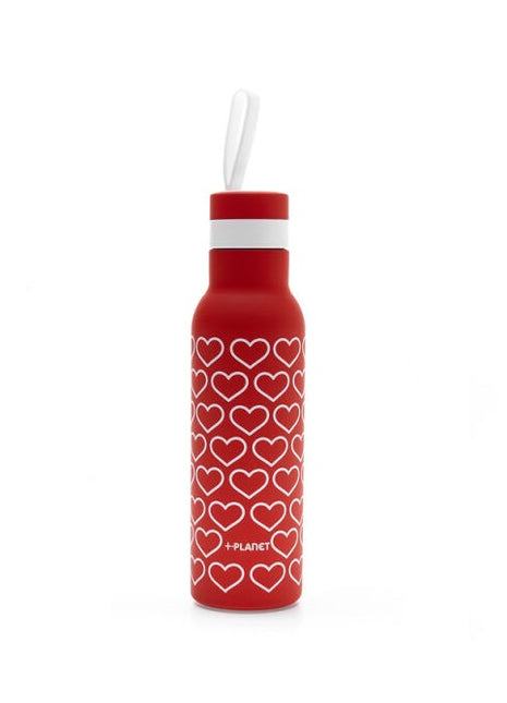 piu forty rood harten thermosfles dubbelwandig thermofles waterfles staal 500ml