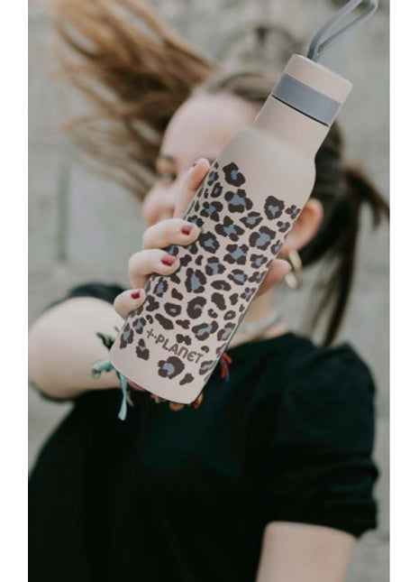 piu forty luipaard thermosfles dubbelwandig thermofles waterfles staal 500ml