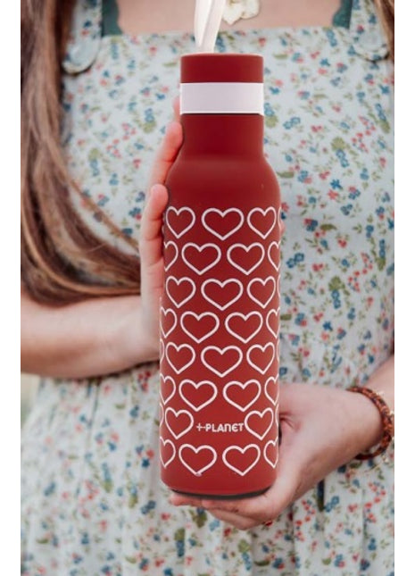 piu forty rood harten thermosfles dubbelwandig thermofles waterfles staal 500ml