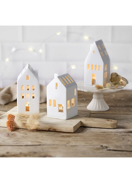 Räder theelicht Gästehaus klein wit H. 13cm grachtenhuis 89802