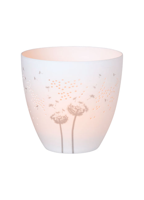 Räder theelicht Paardebloem zilver / wit - groot 13188