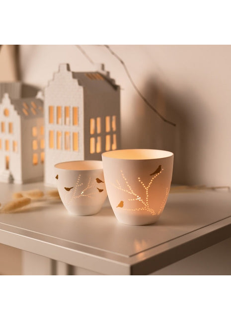 Räder theelicht / waxinelicht vogels goud / wit 15114