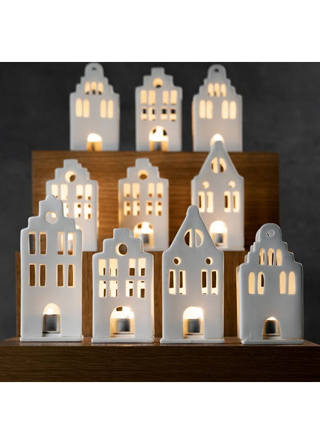 Räder theelicht huis gevelwoning klein wit 13915