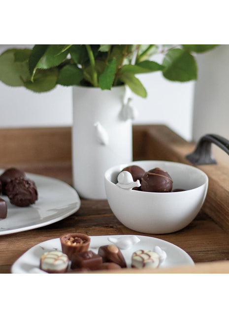 Räder vaas / bloemenvaas wit porselein met slakken 15417