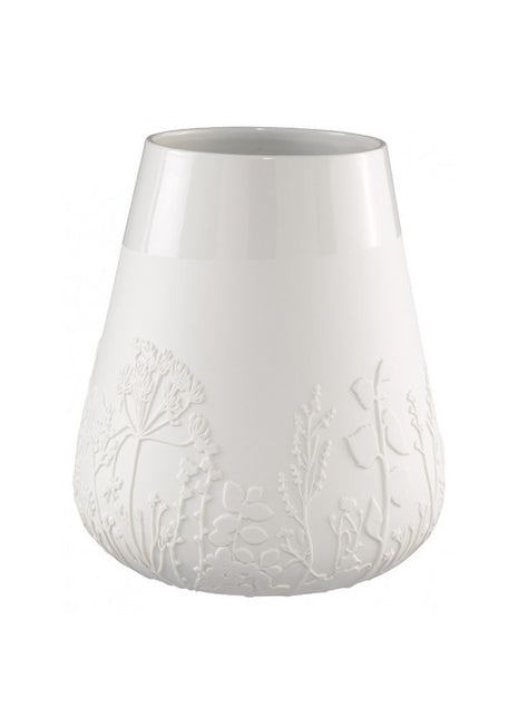 Räder design vaas met reliëf motief bloemen wit 10793