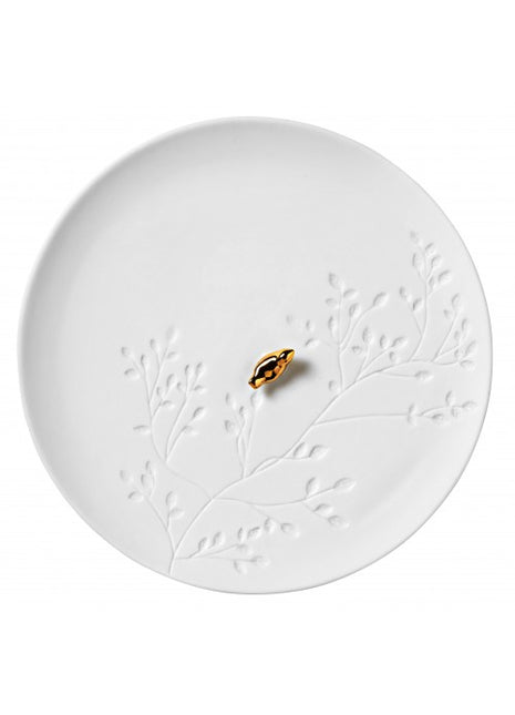 Räder porseleinen bordje met gouden vogel 12560