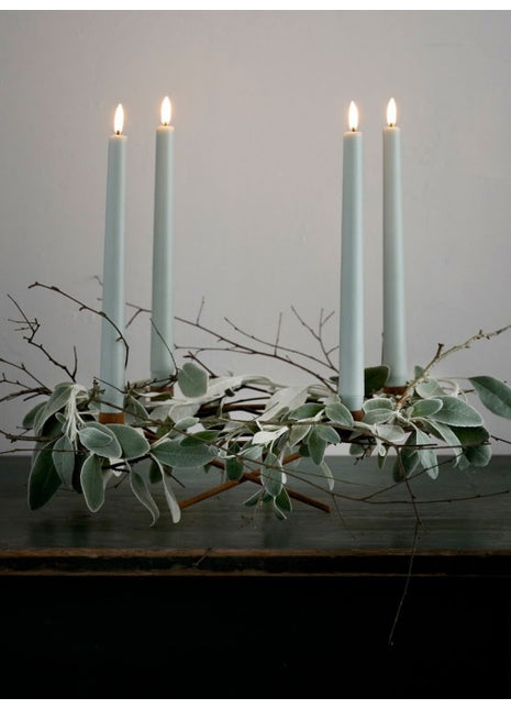 Uyuni Lighting LED tafelkaars dinerkaars 25cm set 2 stuks dustry green / groen zonder vlam van echte was op batterijen