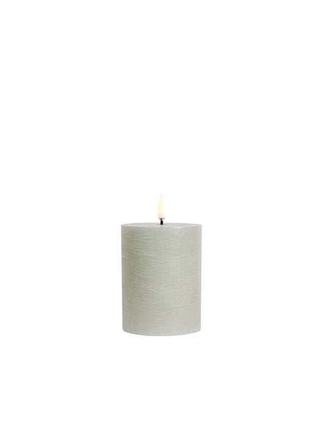 Uyuni lighting LED pillar stompe kaars dustry green / groen echte was zonder vlam op batterijen 10cm