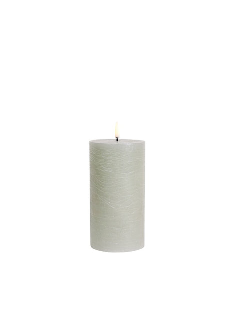 Uyuni lighting LED pillar stompe kaars dustry green / groen echte was zonder vlam op batterijen 15cm