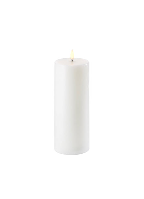 Uyuni lighting LED pillar stompe kaars nordic white echte was zonder vlam op batterijen 20cm