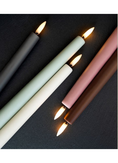 Uyuni Lighting LED tafelkaars dinerkaars 25cm set 2 stuks nordic white, wit zonder vlam van echte was op batterijen