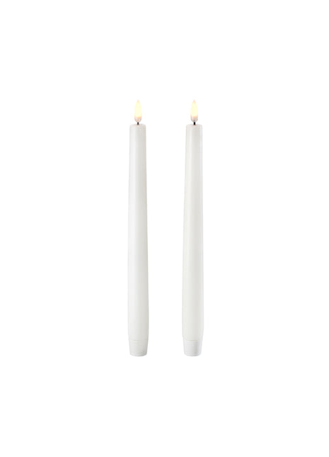 Uyuni Lighting LED tafelkaars dinerkaars 25cm set 2 stuks nordic white, wit zonder vlam van echte was op batterijen